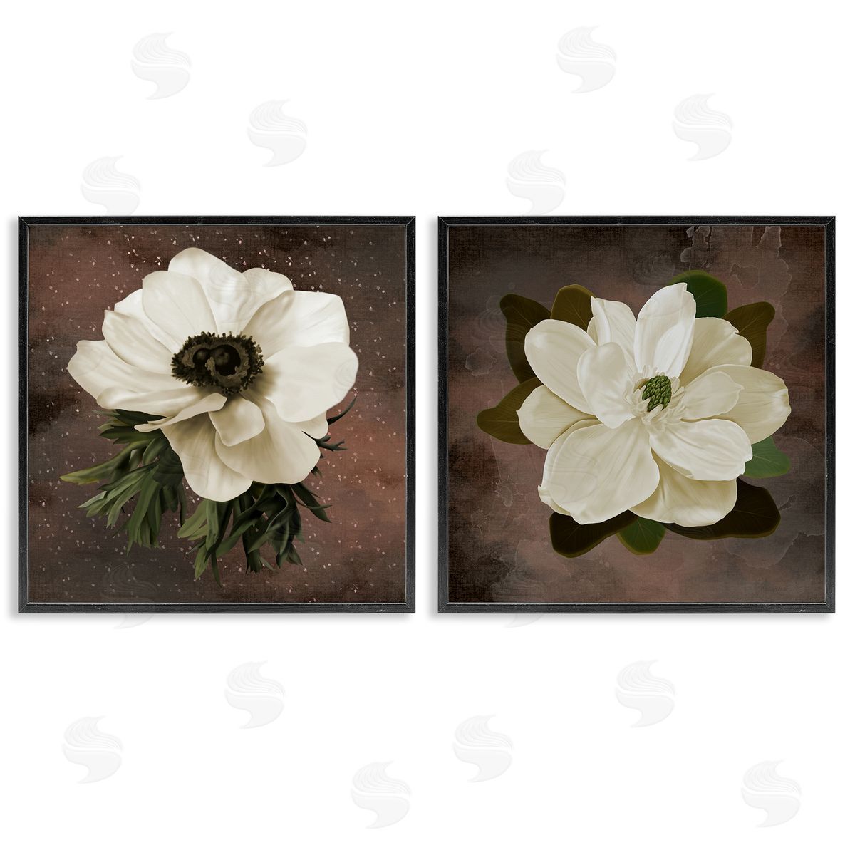 Jennifer Stith White Flowers on Brown Canvas Wall Art Print