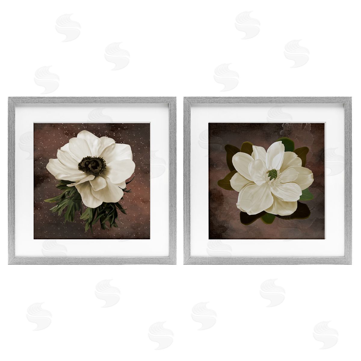 Jennifer Stith White Flowers on Brown Canvas Wall Art Print