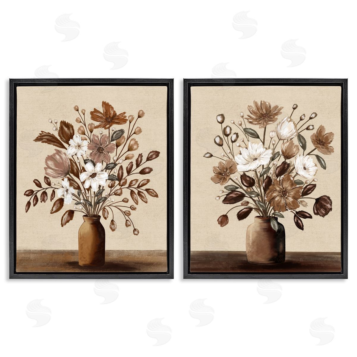 Kristen Dalpiaz Mocha Bouquet Vases Canvas Wall Art Print