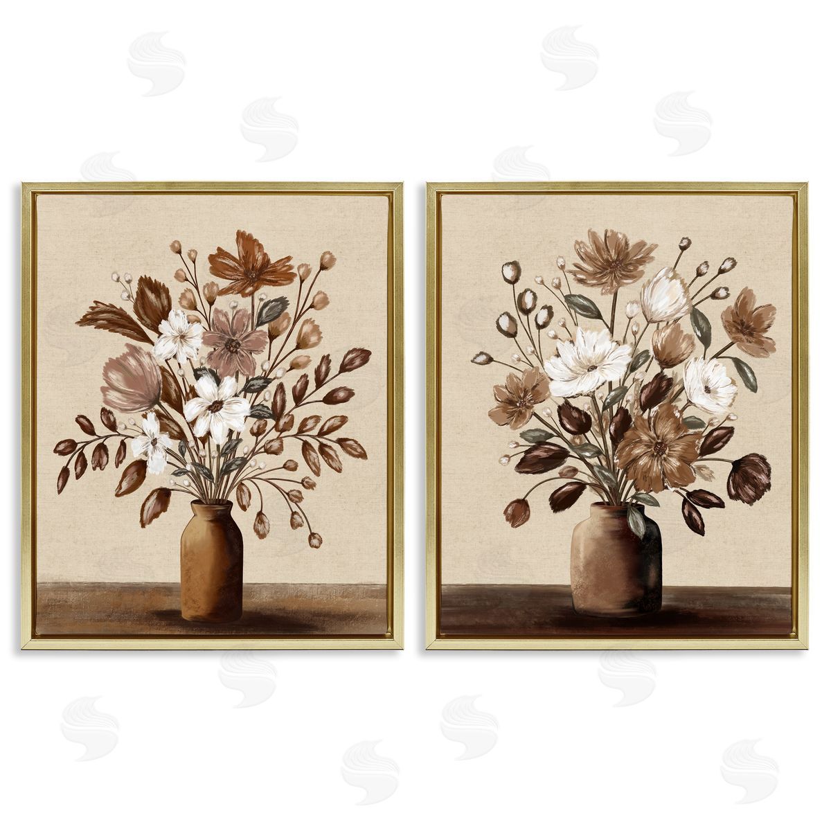 Kristen Dalpiaz Mocha Bouquet Vases Canvas Wall Art Print