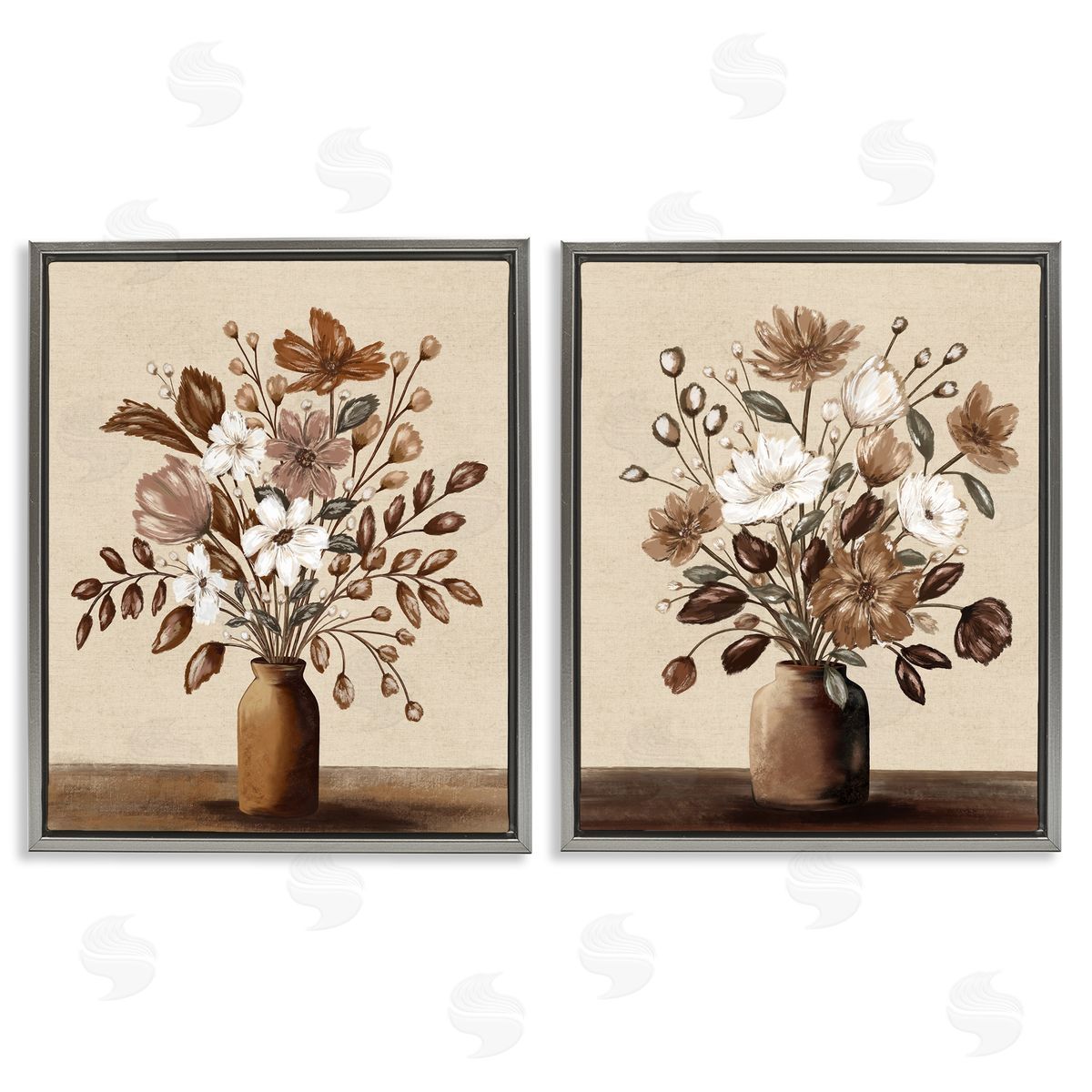 Kristen Dalpiaz Mocha Bouquet Vases Canvas Wall Art Print