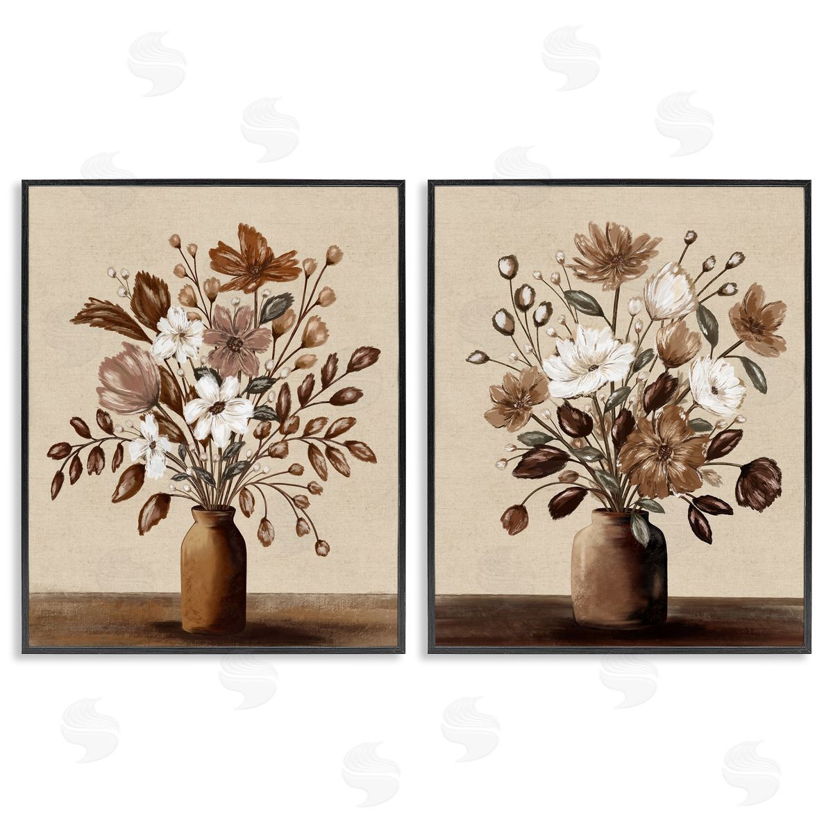Kristen Dalpiaz Mocha Bouquet Vases Canvas Wall Art Print