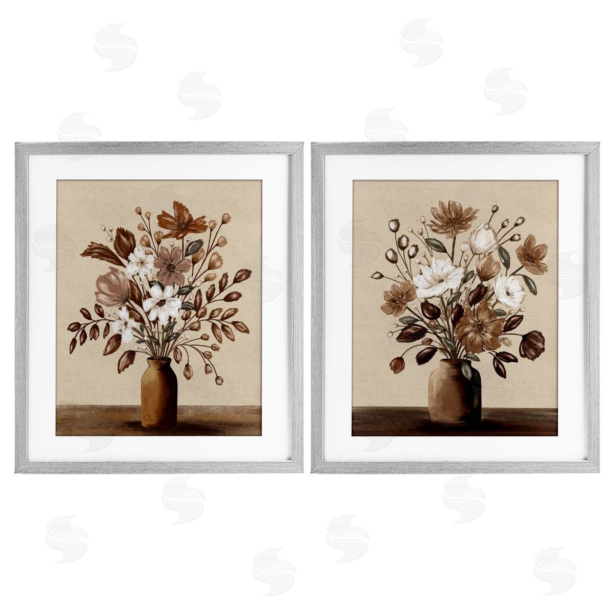 Kristen Dalpiaz Mocha Bouquet Vases Canvas Wall Art Print