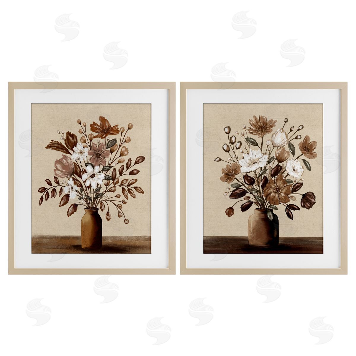 Kristen Dalpiaz Mocha Bouquet Vases Canvas Wall Art Print