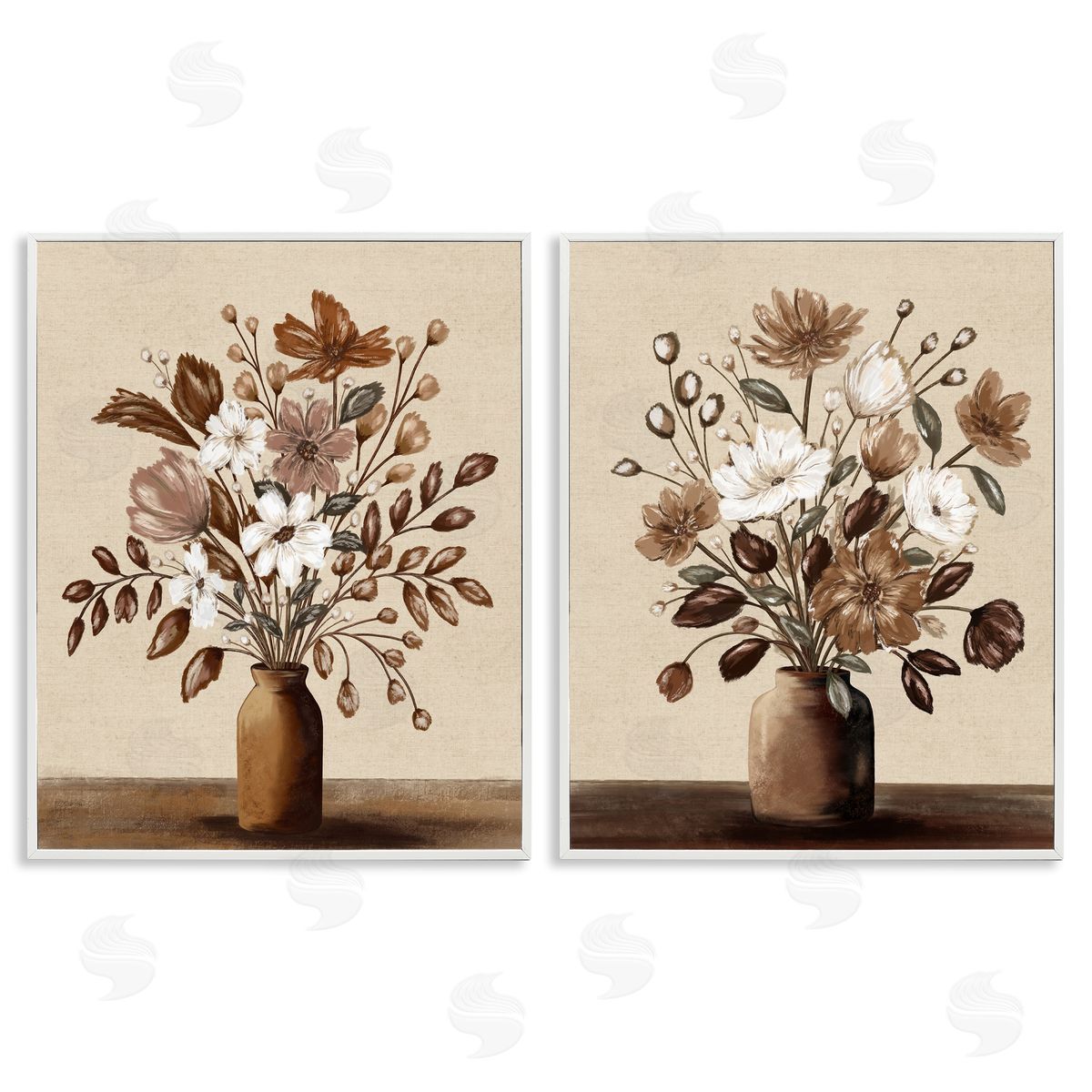 Kristen Dalpiaz Mocha Bouquet Vases Canvas Wall Art Print