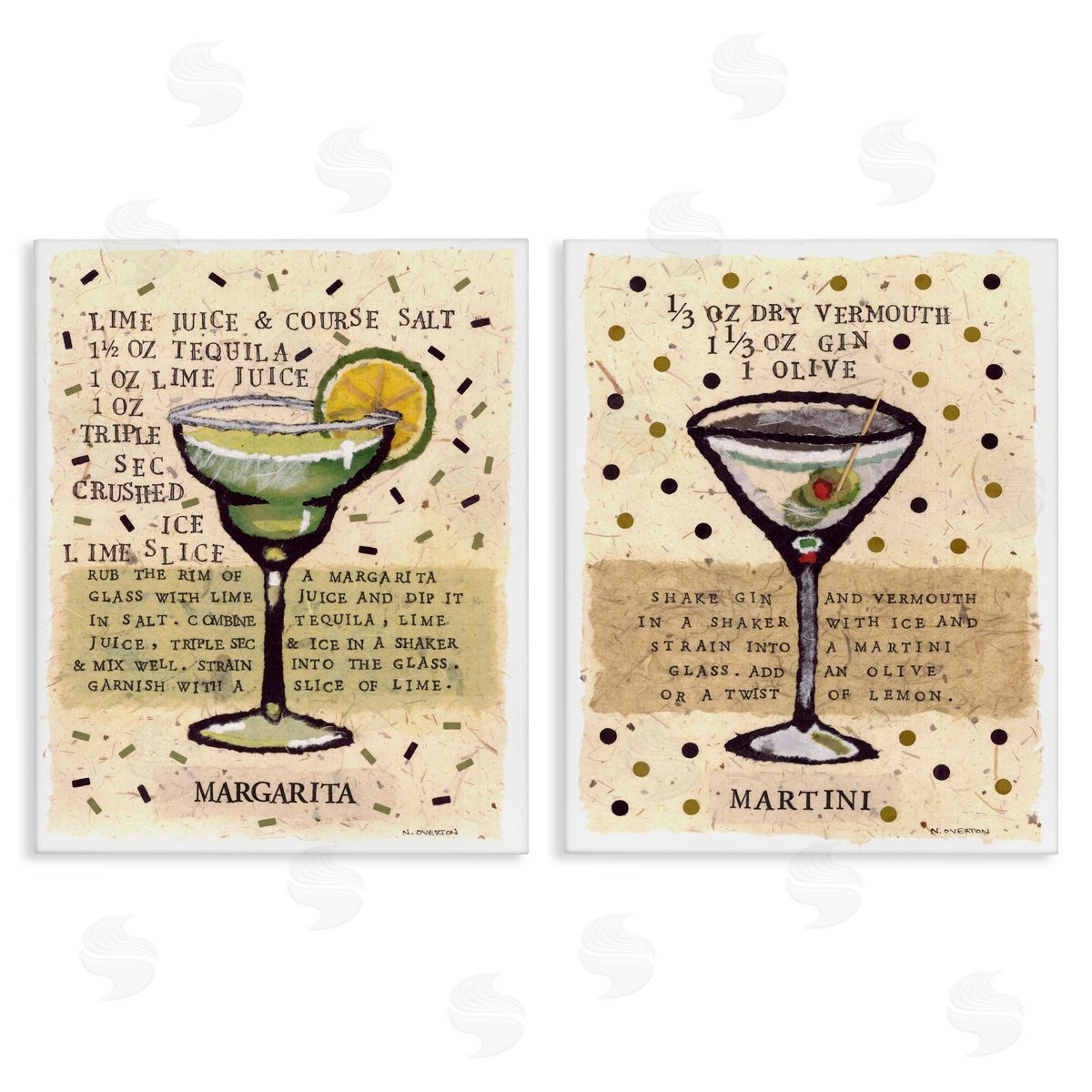 Nancy Overton Margarita & Martini Recipes Canvas Wall Art Print