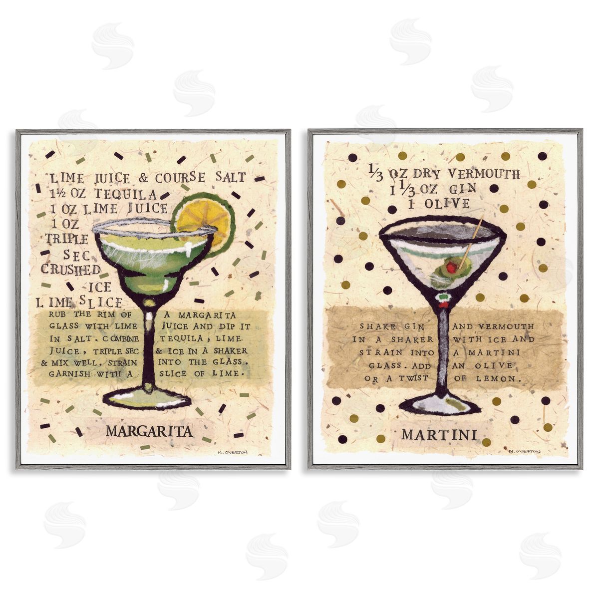 Nancy Overton Margarita & Martini Recipes Canvas Wall Art Print