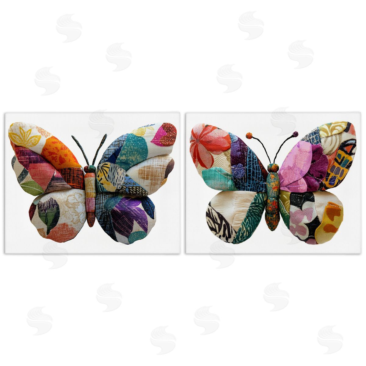 Annabelle Hall Unique Patchworked Butterflies Canvas Wall Art Print