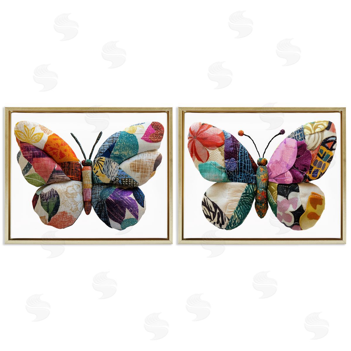 Annabelle Hall Unique Patchworked Butterflies Canvas Wall Art Print