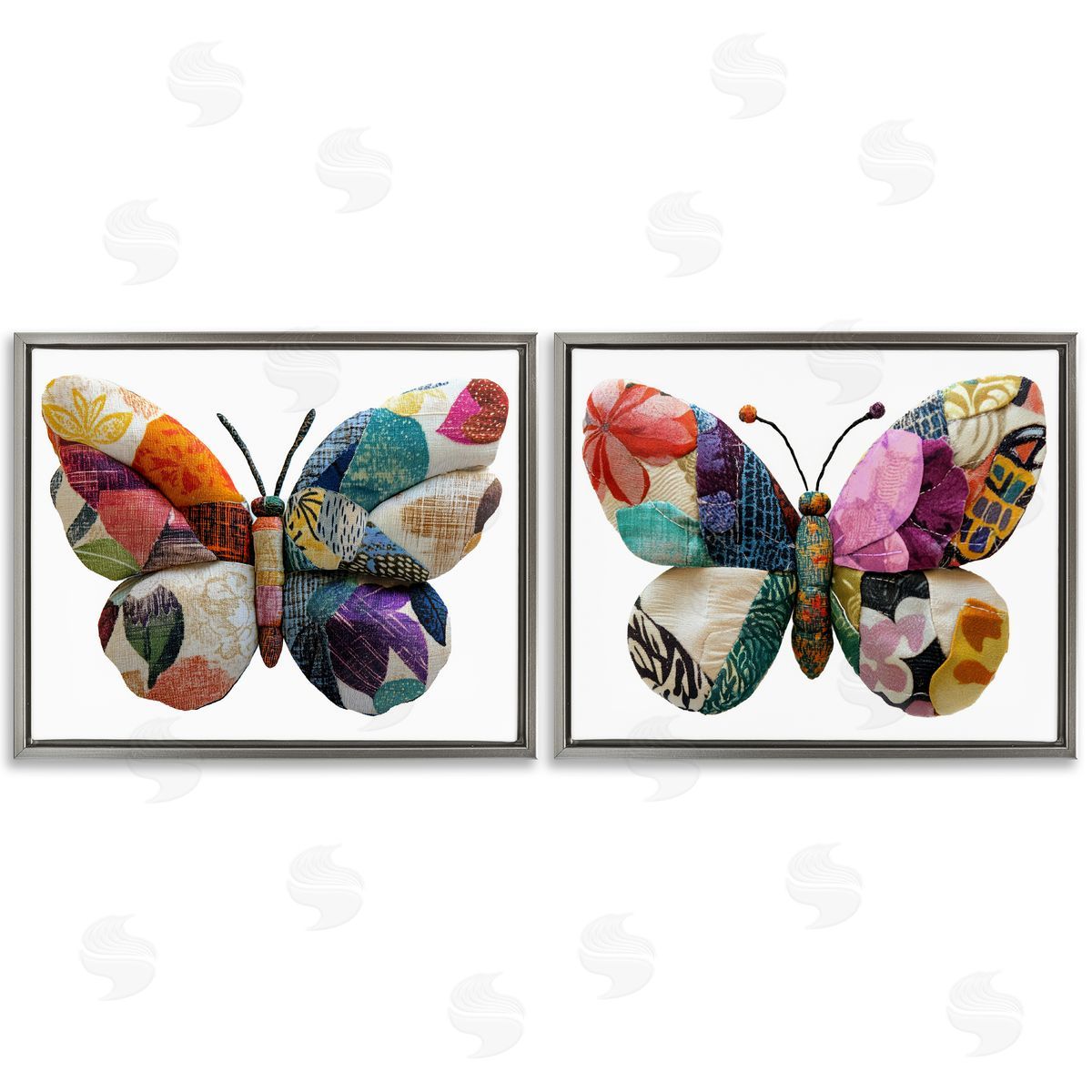 Annabelle Hall Unique Patchworked Butterflies Canvas Wall Art Print