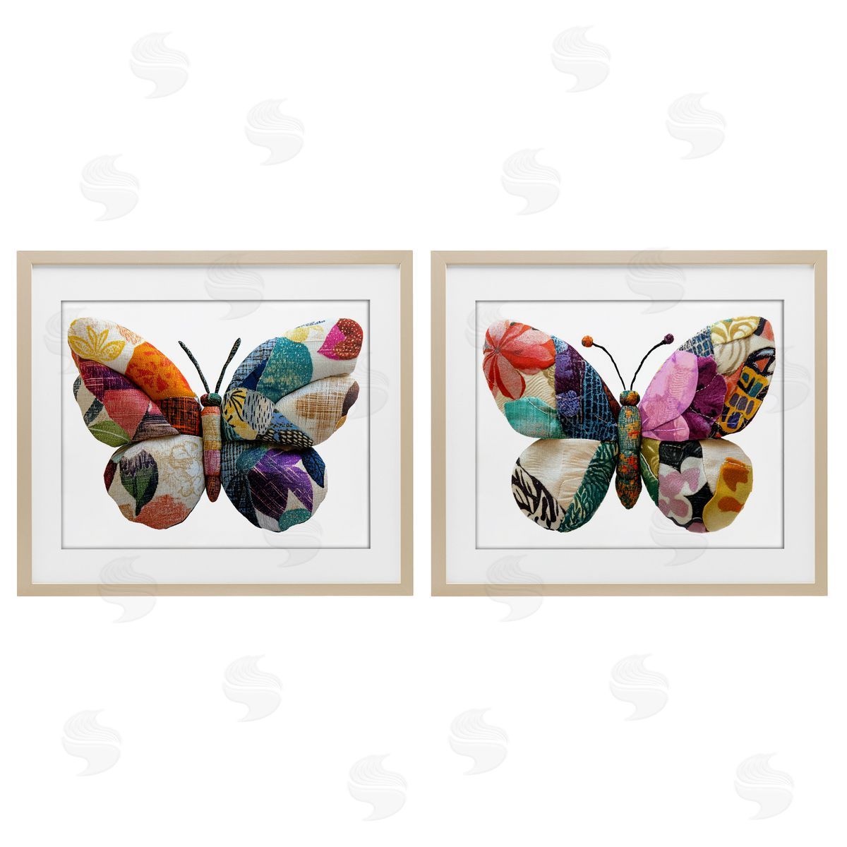Annabelle Hall Unique Patchworked Butterflies Canvas Wall Art Print
