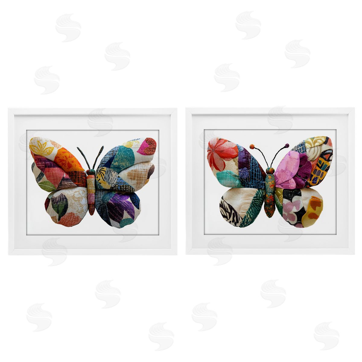 Annabelle Hall Unique Patchworked Butterflies Canvas Wall Art Print