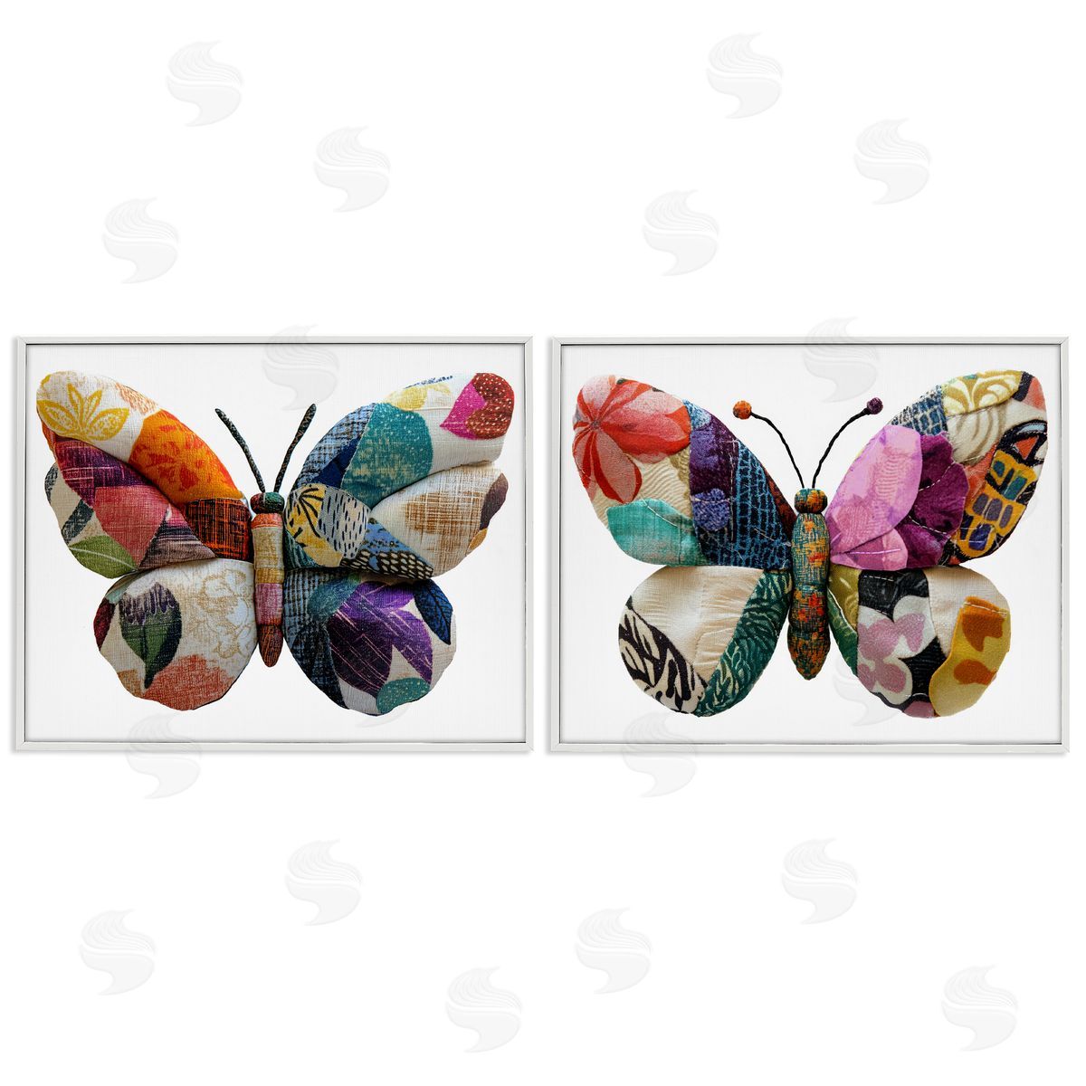 Annabelle Hall Unique Patchworked Butterflies Canvas Wall Art Print