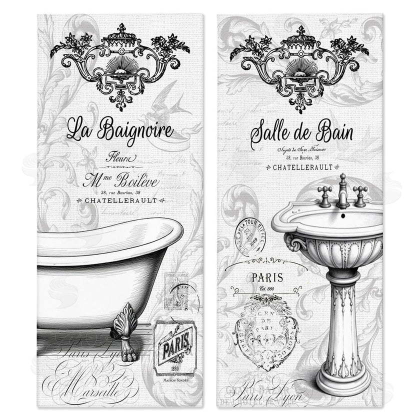 Lettered and Lined | Antique French Bathroom Motifs
