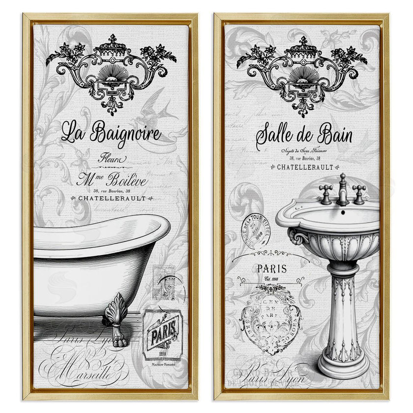 Lettered and Lined | Antique French Bathroom Motifs