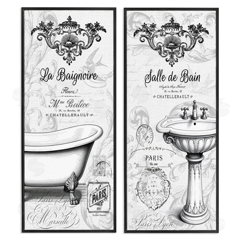 Lettered and Lined | Antique French Bathroom Motifs