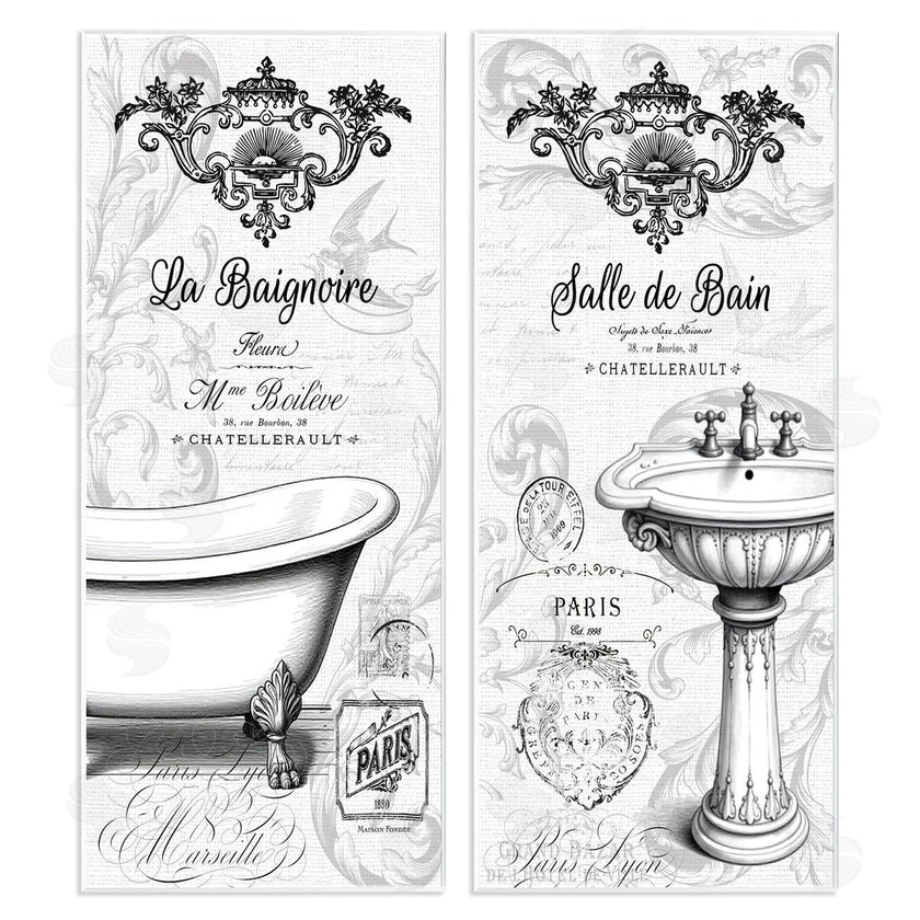 Lettered and Lined | Antique French Bathroom Motifs