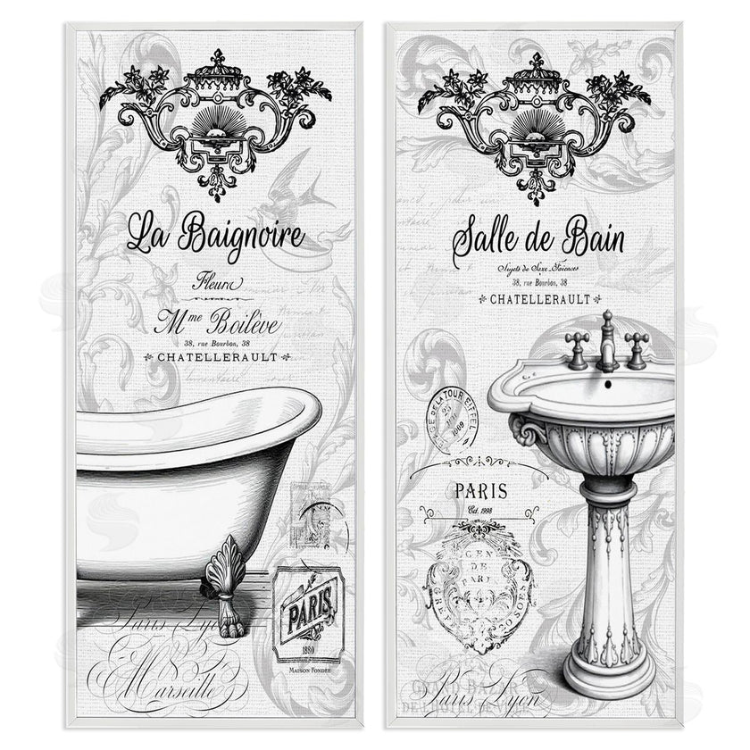 Lettered and Lined | Antique French Bathroom Motifs