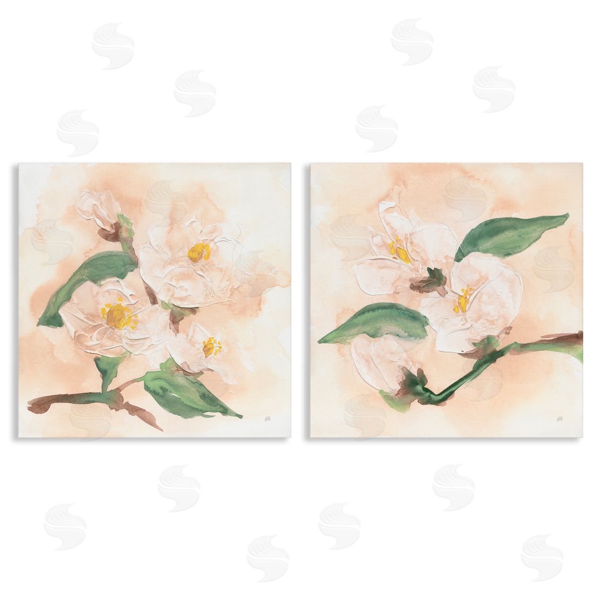 Chris Paschke Faded Dimensional Magnolias Canvas Wall Art Print