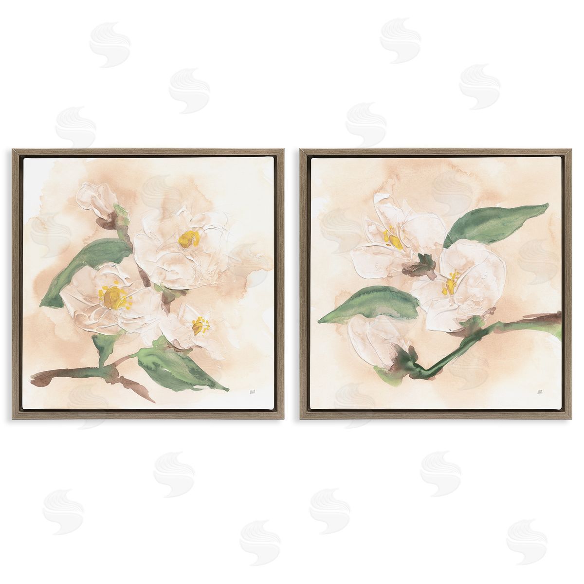 Chris Paschke Faded Dimensional Magnolias Canvas Wall Art Print