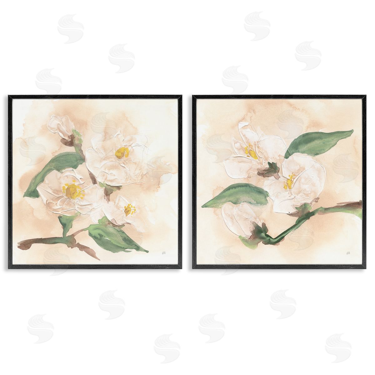 Chris Paschke Faded Dimensional Magnolias Canvas Wall Art Print