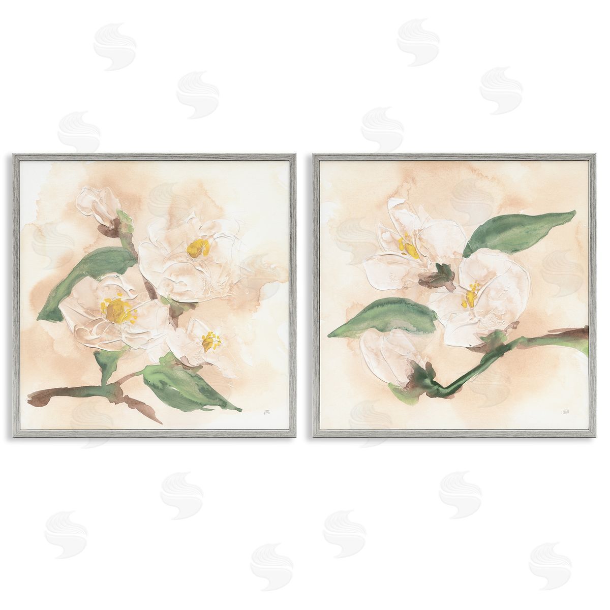Chris Paschke Faded Dimensional Magnolias Canvas Wall Art Print
