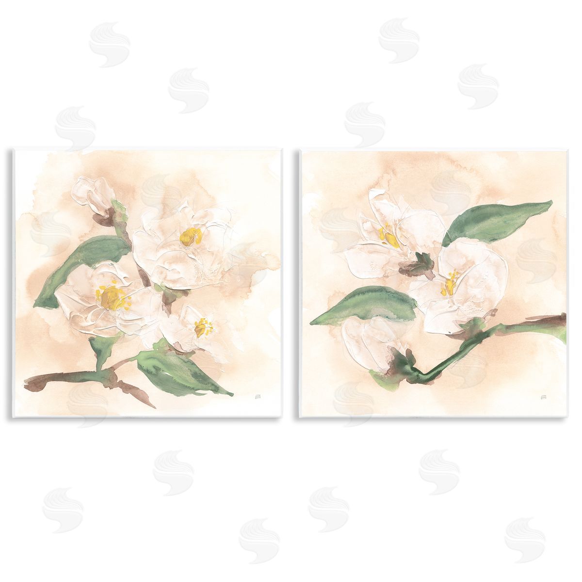 Chris Paschke Faded Dimensional Magnolias Canvas Wall Art Print