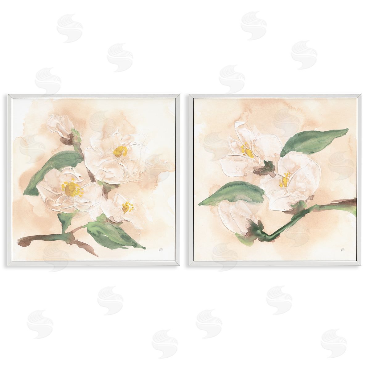 Chris Paschke Faded Dimensional Magnolias Canvas Wall Art Print