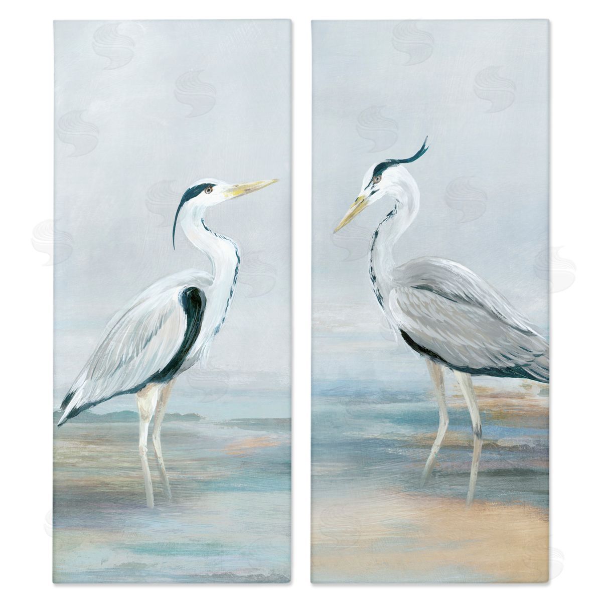 Lily K. Herons Wading Shallow Sea Canvas Wall Art Print