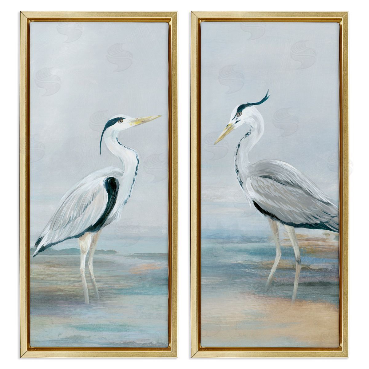 Lily K. Herons Wading Shallow Sea Canvas Wall Art Print