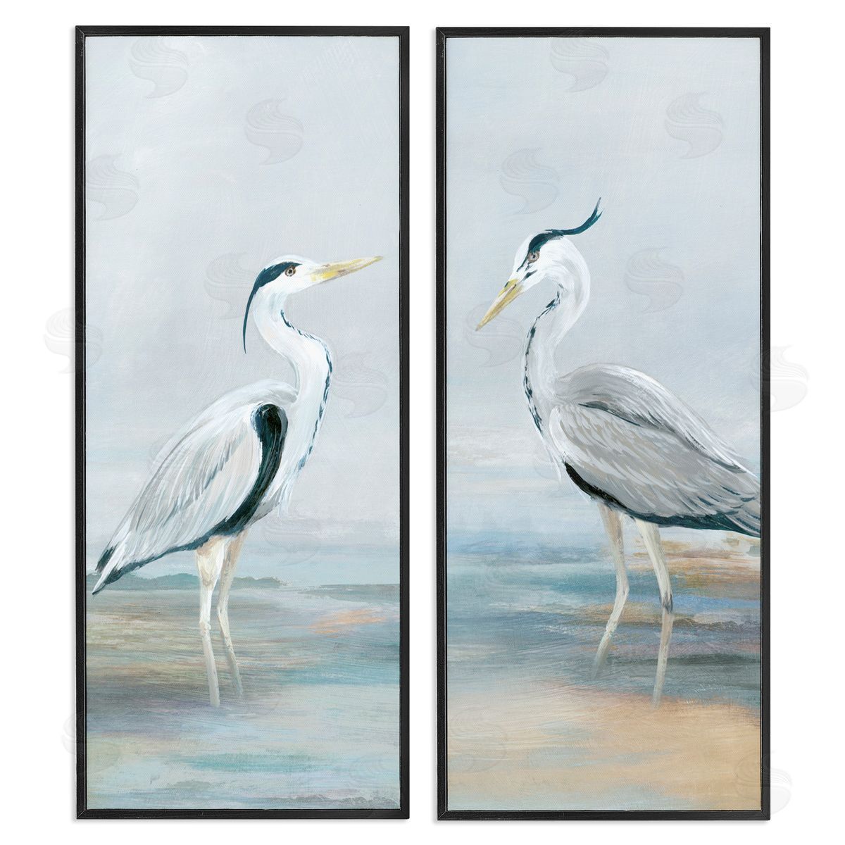 Lily K. Herons Wading Shallow Sea Canvas Wall Art Print