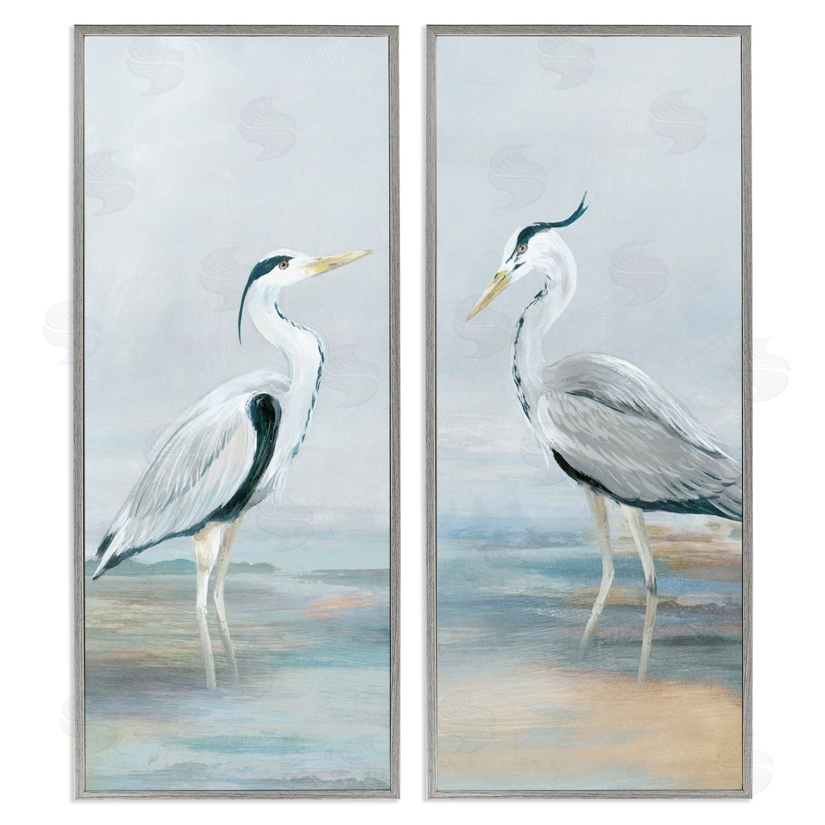 Lily K. Herons Wading Shallow Sea Canvas Wall Art Print
