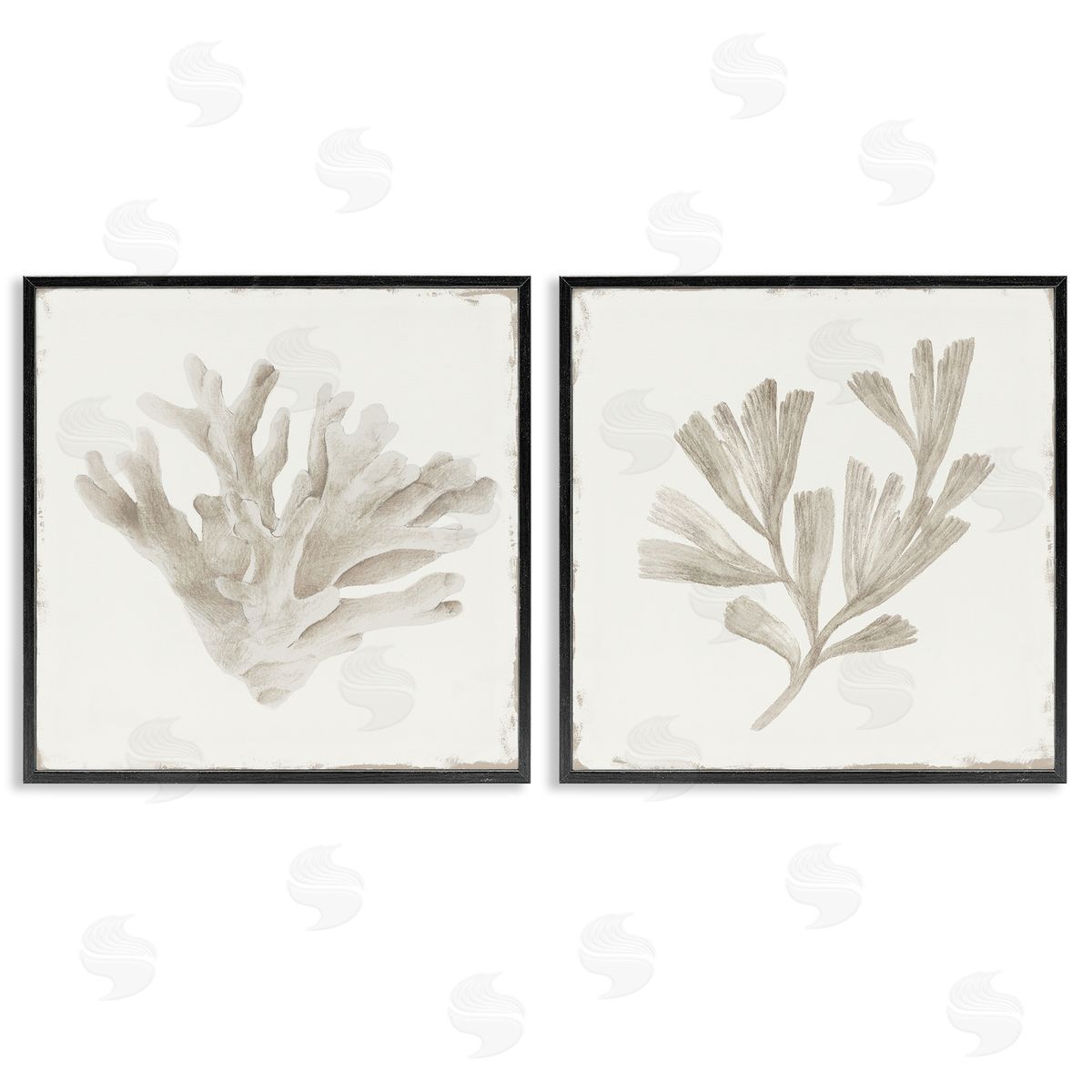 Lily K. Beige Coral Drift Canvas Wall Art Print