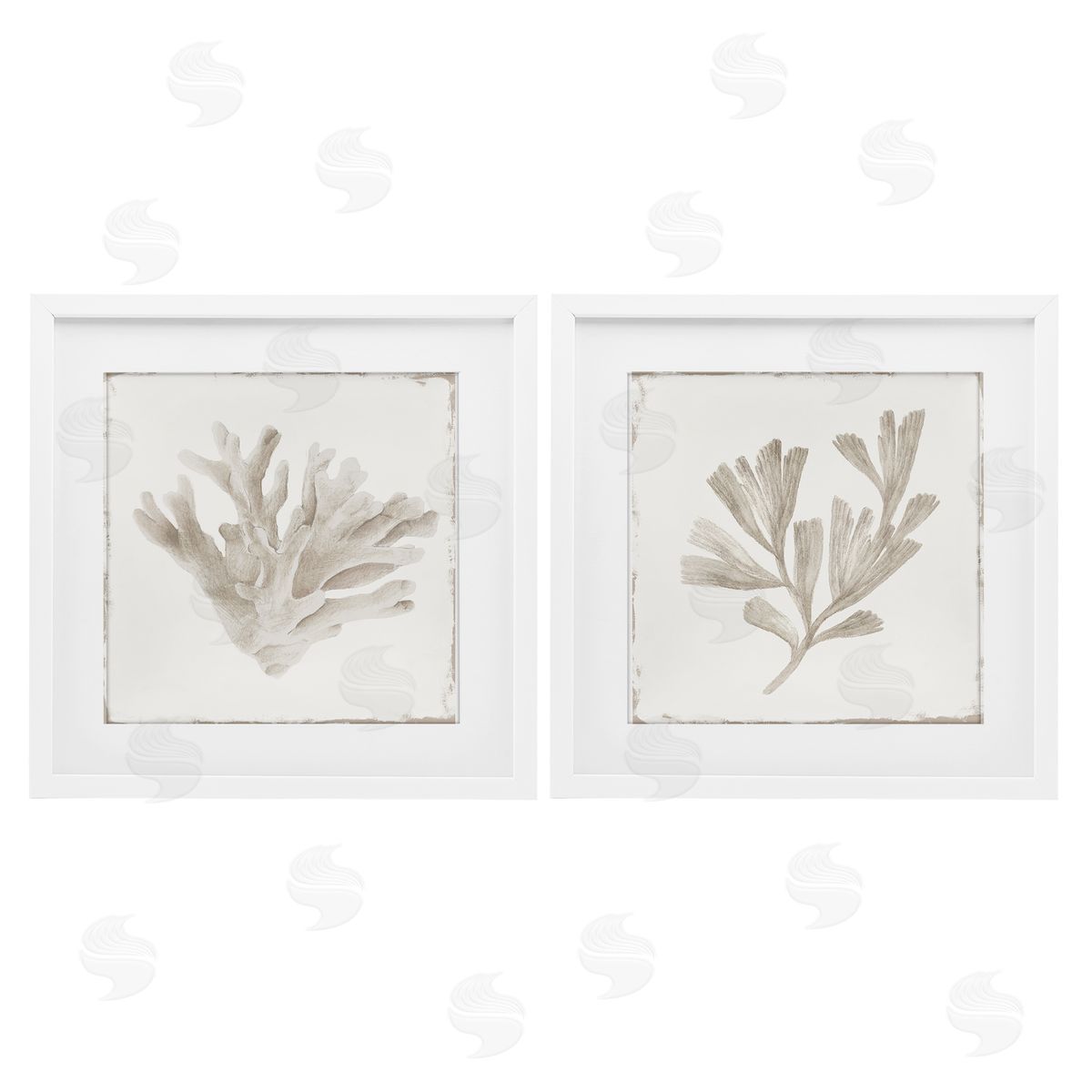 Lily K. Beige Coral Drift Canvas Wall Art Print