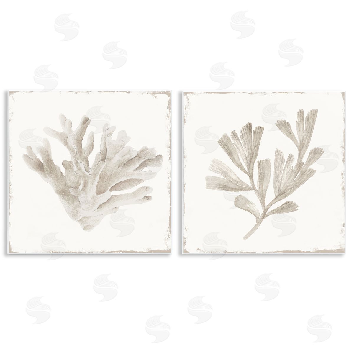 Lily K. Beige Coral Drift Canvas Wall Art Print