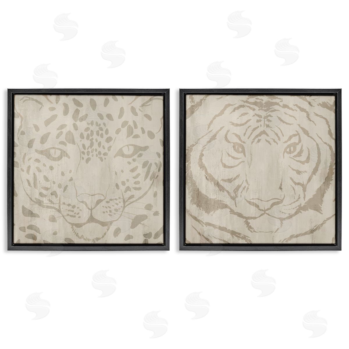 Hannah Dawson Majestic Jungle Animals Black Floating Frame Canvas Wall Art Set