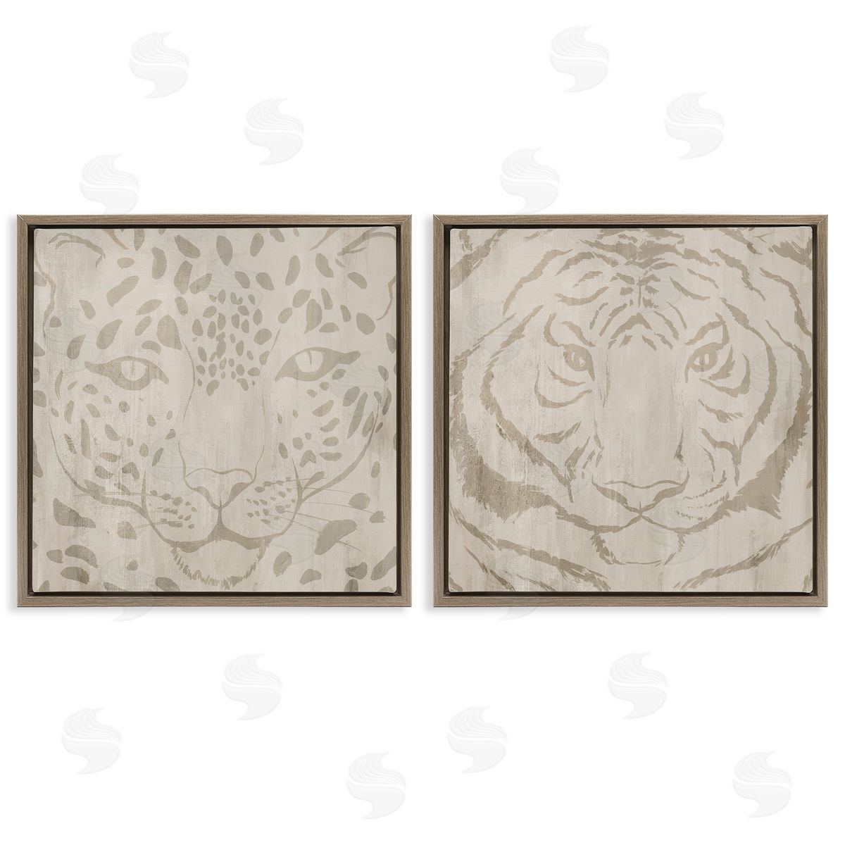 Hannah Dawson Majestic Jungle Animals Brown Floating Frame Canvas Art Set