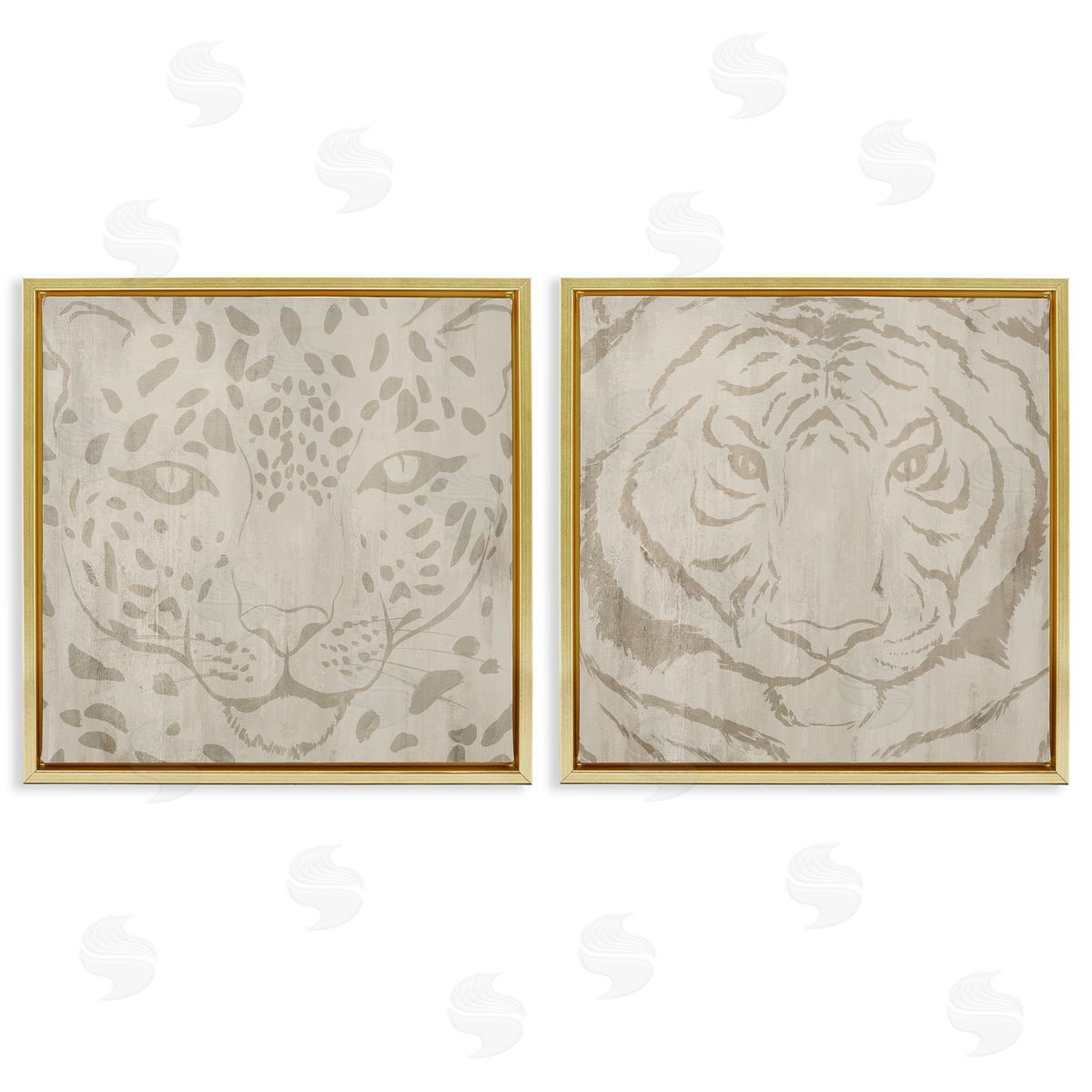 Hannah Dawson Majestic Jungle Animals Gold Floating Frame Canvas Art Set