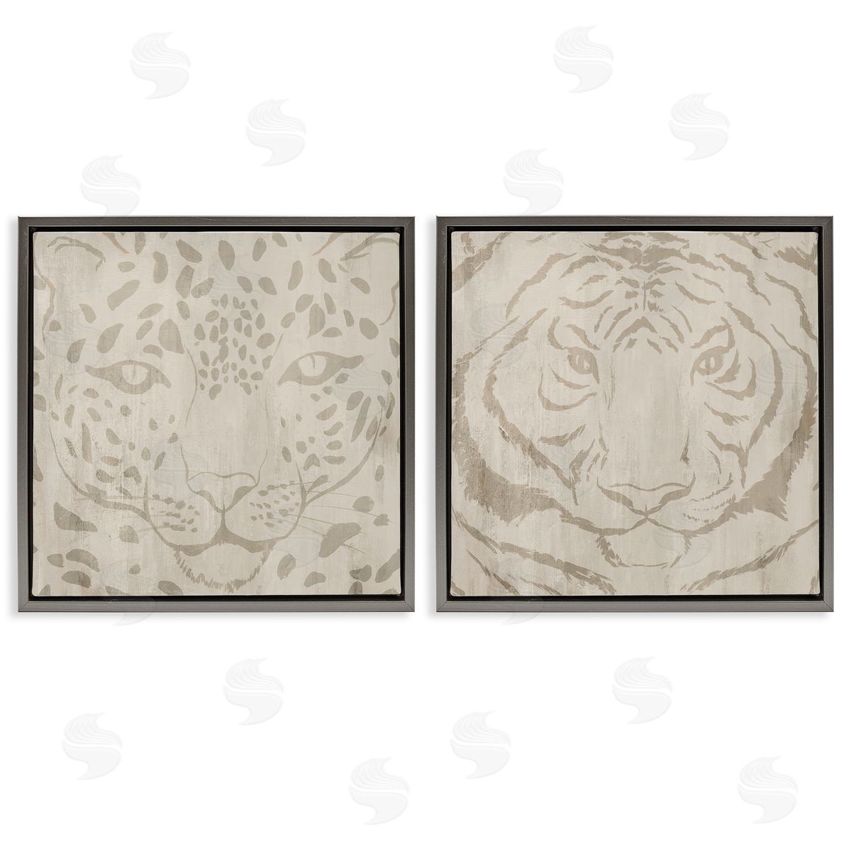 Hannah Dawson Majestic Jungle Animals Gray Floating Frame Canvas Art Set