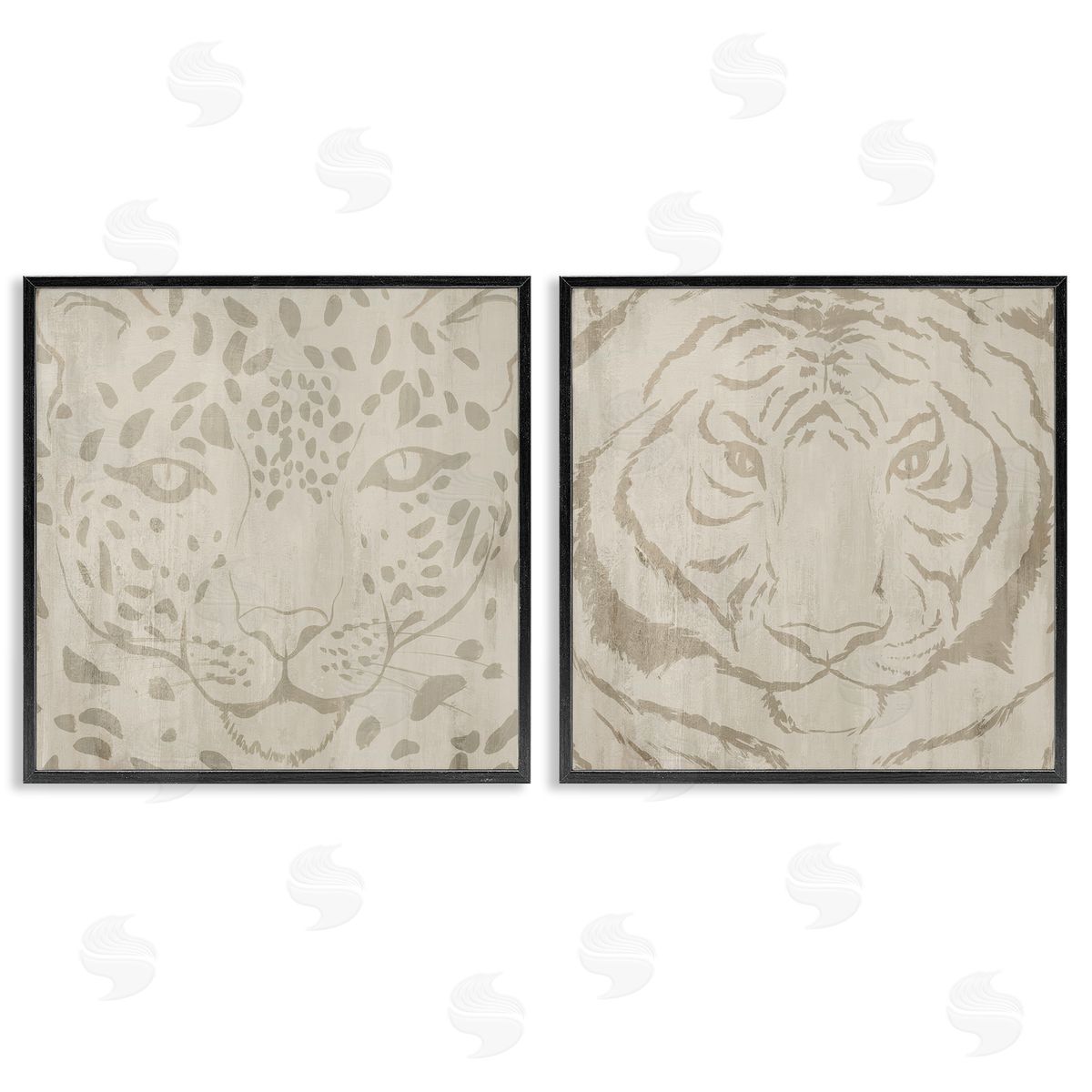 Hannah Dawson Majestic Jungle Animals Black Framed Giclee Art Set