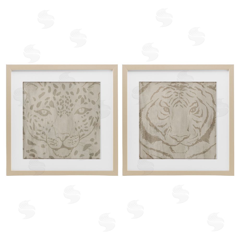 Hannah Dawson Majestic Jungle Animals Birch Framed Print Under Glass Set