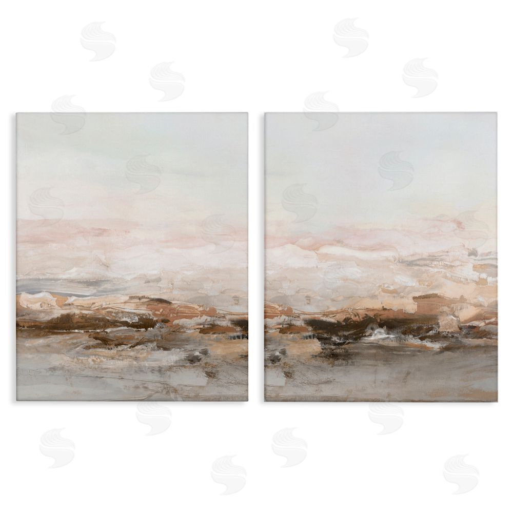 Hazel J. Muted Horizon Neutral Tones Canvas Wall Art Set