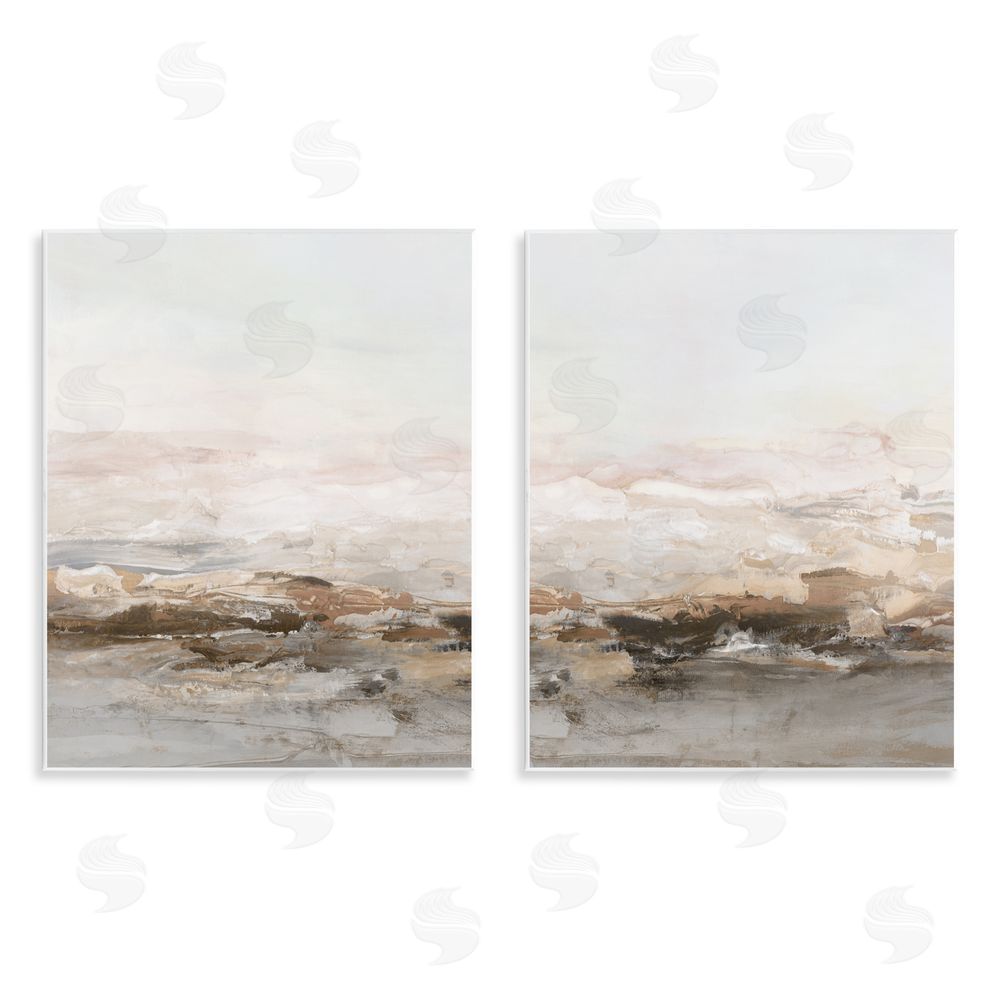 Hazel J. Muted Horizon Neutral Tones Wall Plaque Printed Art Set