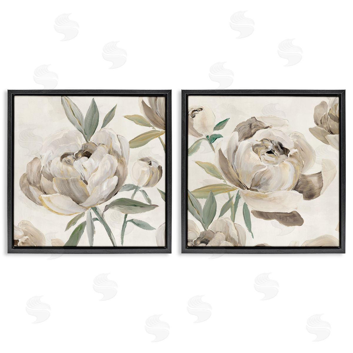 Aria K. Neutral Lustrous Peonies Canvas Wall Art Print