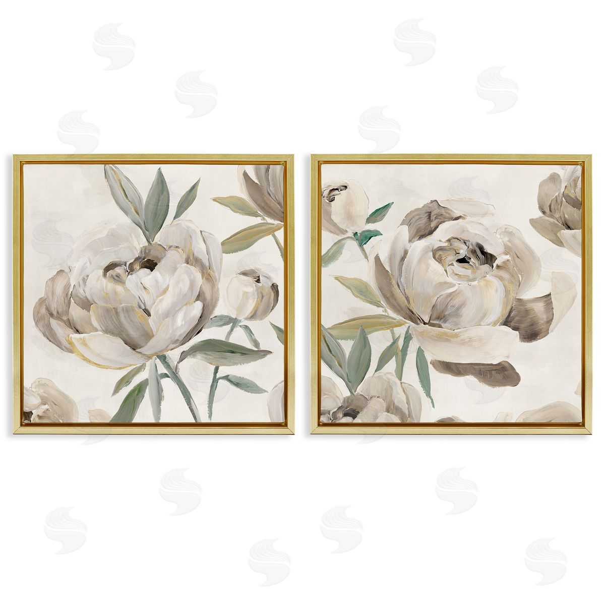 Aria K. Neutral Lustrous Peonies Canvas Wall Art Print