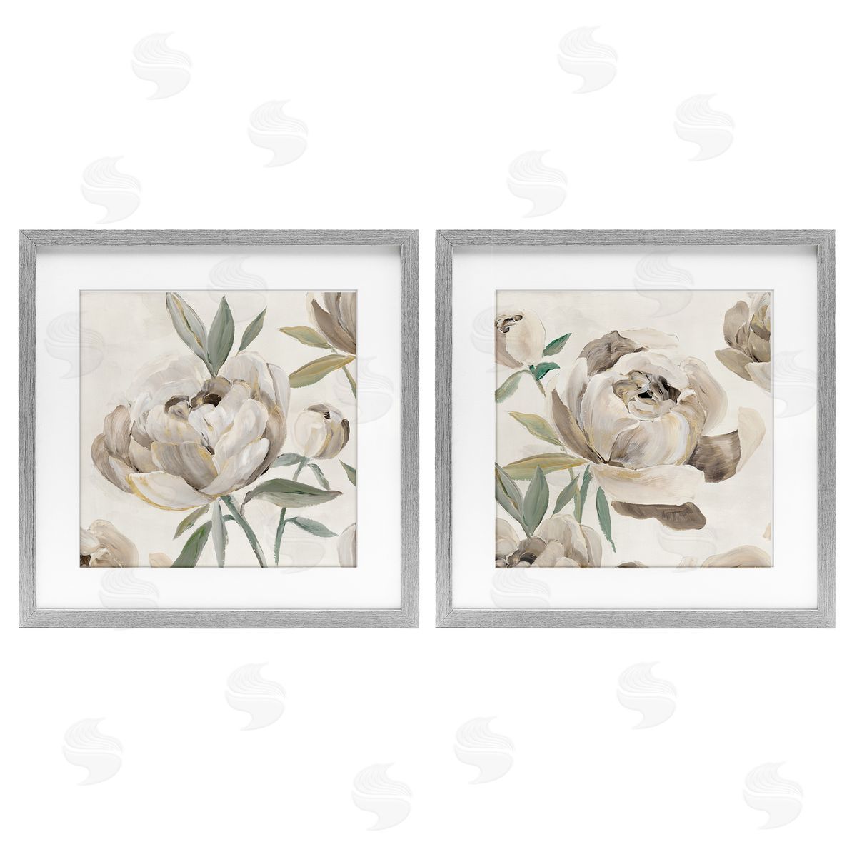 Aria K. Neutral Lustrous Peonies Canvas Wall Art Print