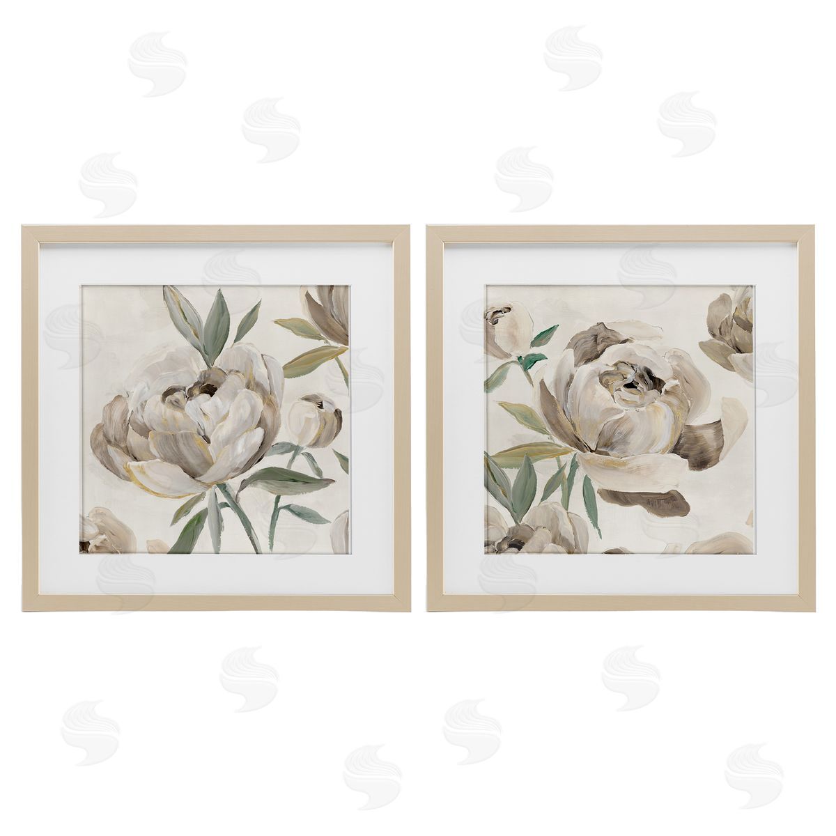Aria K. Neutral Lustrous Peonies Canvas Wall Art Print