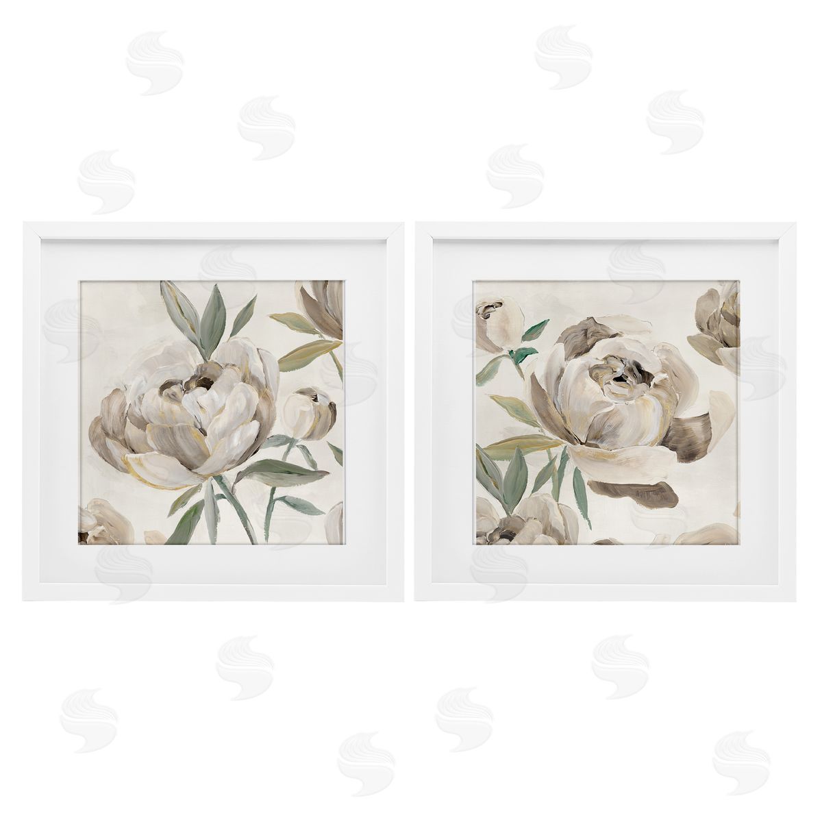 Aria K. Neutral Lustrous Peonies Canvas Wall Art Print