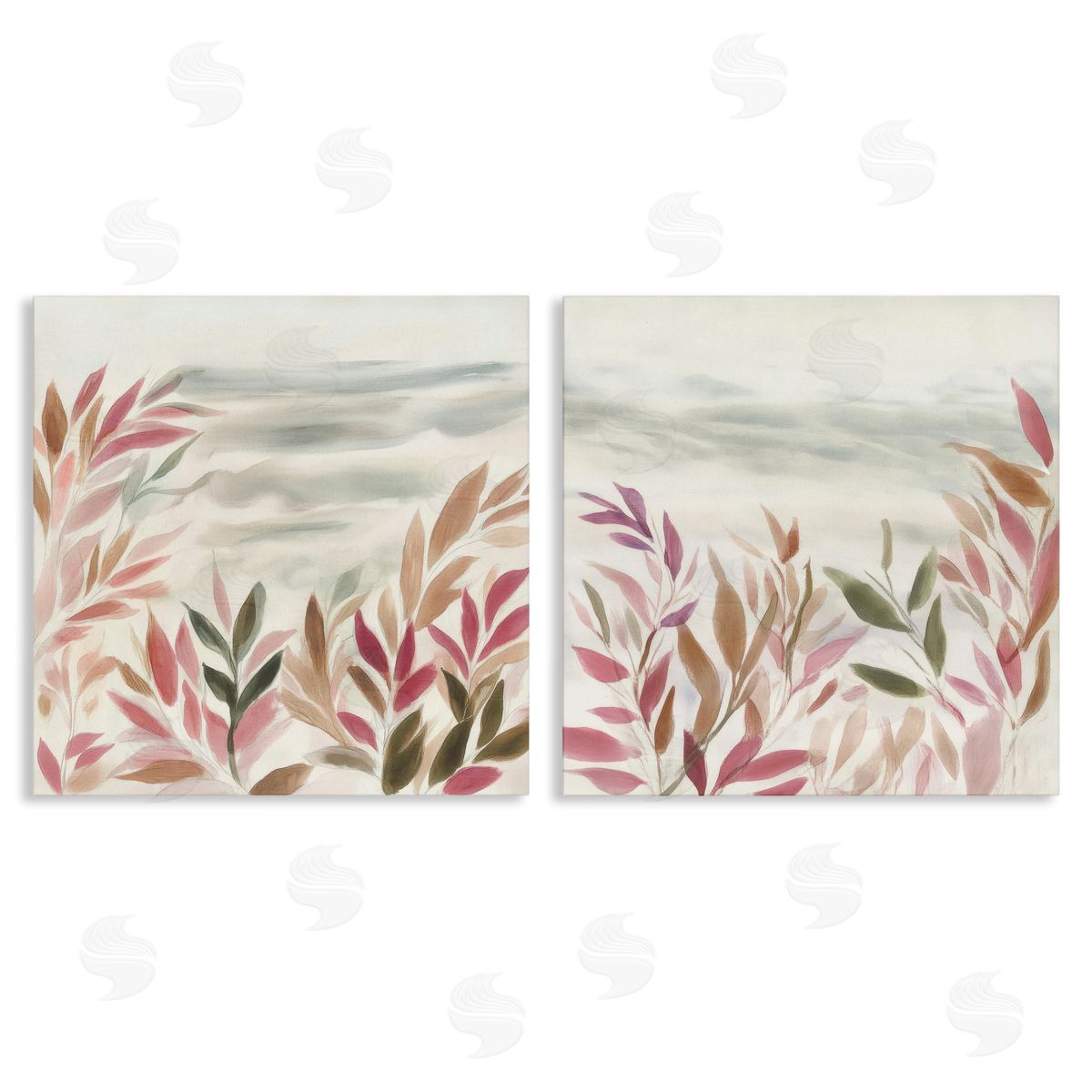 Mona Grace Leafy Muted Subtlety Canvas Wall Art Print