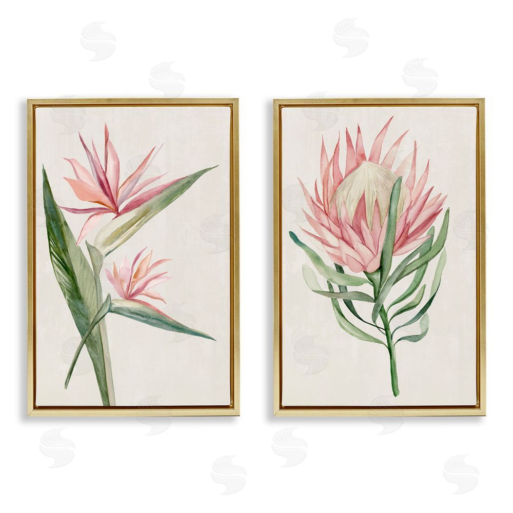 Hannah Dawson Tropical Grace Botanicals Gold Floating Frame Canvas Art Set